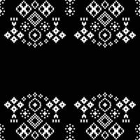 Cross stitch black color background fabric pattern wallpaper ethnic pattern pixel. vector