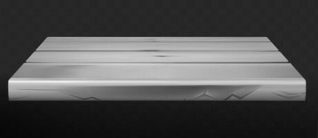 3d isolated white empty wooden shelf for exhibit on black background vector