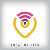 Unique smart connection location sign logo. technological location concept template design. vector