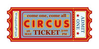 Vintage Circus Ticket Illustration. A festive circus or fair ticket template with decorative elements and text. Retro event and entertainment design. vector