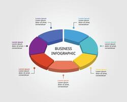 Heptagon isometric shape template for business infographic for presentation for 7 element vector