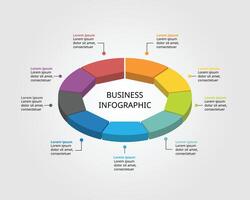 Nonagon isometric shape template for business infographic for presentation for 9 element vector