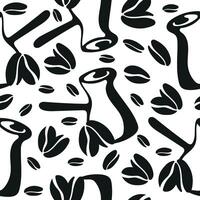 seamless pattern with coffee mugs and coffee beans placed randomly, for different packaging, textile or design vector
