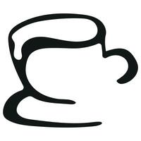 logo print of a cup with a saucer for a variety of drinks drawn in an original outline vector