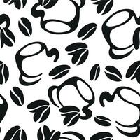 seamless pattern with round cup logo and coffee beans placed randomly, for different packaging, textile or different designs vector
