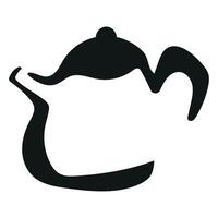 print black and white logo of a round teapot for brewing coffee or tea drawn with an original contour, for various designs vector