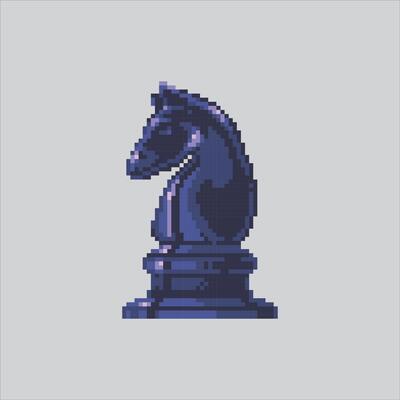 Pixel art illustration Chess Knight. Pixelated Chess Horse. Chess Knight Horse Icon pixelated for the pixel art game and icon for website and game. old school retro.