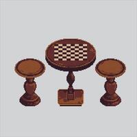 Pixel art illustration Chess Chair Table. Pixelated Chessboard. Chess Chair and Table board Icon pixelated for the pixel game and icon for website and game. old school retro. vector