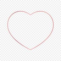 Rose gold glowing heart shape frame vector