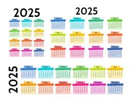 Calendar for 2025 isolated on a white background vector