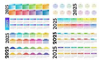Set of calendars for 2025 isolated on a white background vector