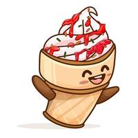 Groovy ice cream cartoon character vector
