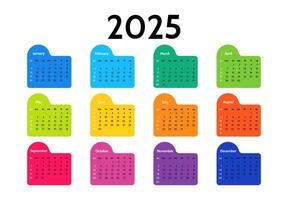Calendar for 2025 isolated on a white background vector