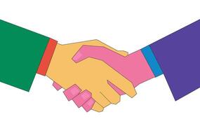 Illustration hand shaking retro unique design with blank background vector