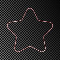Rose gold glowing rounded star shape frame vector