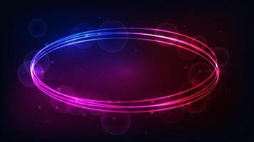 Neon oval frame with shining effects and sparkles vector