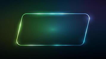 Neon rounded parallelogram frame vector
