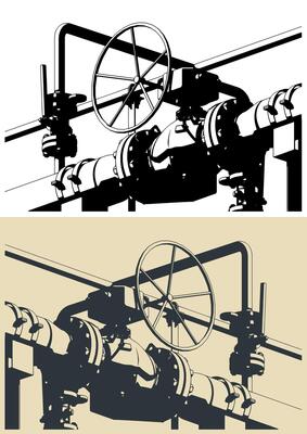 Natural gas metering skid close up