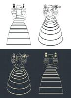 Rocket engine blueprints vector