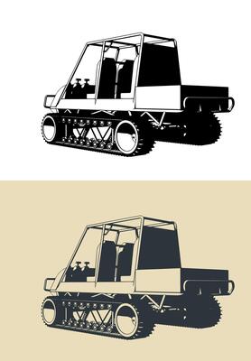 Tracked snowmobile illustrations