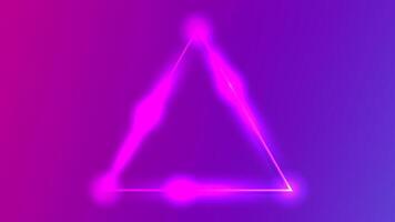Neon triangle frame with shining effects vector