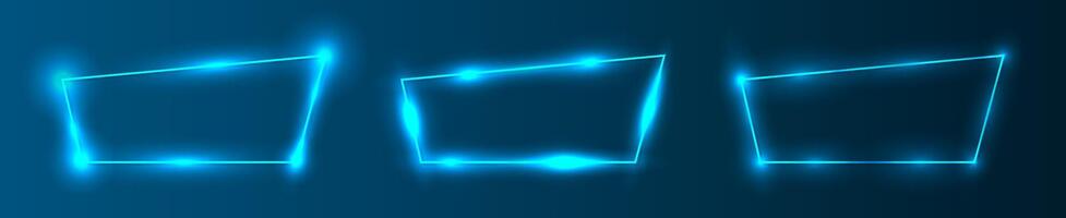 Set of neon frames with shining effects vector