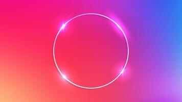 Neon circle frame with shining effects vector