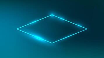 Neon rhomb frame with shining effects vector