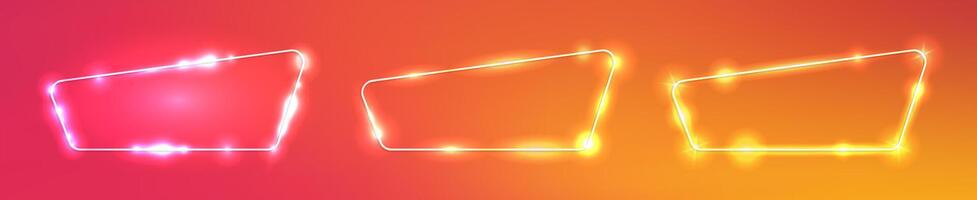 Set of neon frames with shining effects vector
