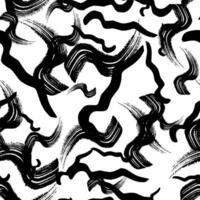 Seamless pattern with black wavy grunge brush strokes vector
