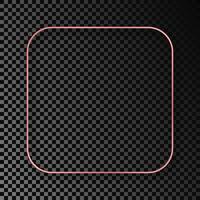 Rose gold glowing rounded square frame with shadow vector