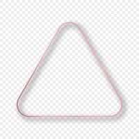 Rose gold glowing rounded triangle frame with shadow vector