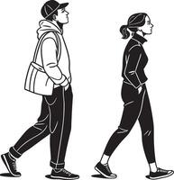 Man and Woman Silhouette on the Horizon vector