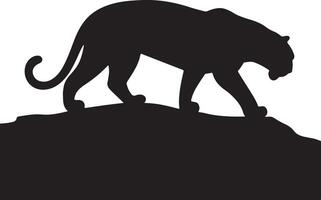 a silhouette of a panther on a hill vector