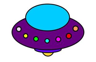 ufo icon with violet color and colorful lamp on it as a spaceship of alien vector