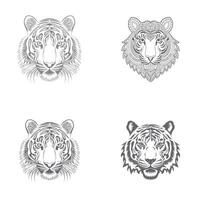 Set of four tiger head designs element. vector