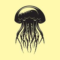 Jellyfish simple black silhouette logo design image on white background. vector