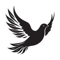 Silhouette of a flying dove on a white background vector