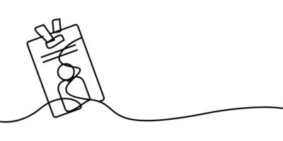 continuous line drawing of identity card symbol. abstract line art illustration vector