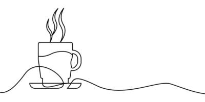 continuous line drawing of coffee cup symbol. abstract line art illustration of drink concept vector