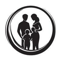 Loving Family with Kids Circular Logo Design image isolated on white background. vector