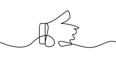 continuous line drawing of thumbs up or like symbol. abstract line art illustration vector