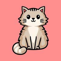 fun cartoon of sitting cat simple character isolated colored drawing line art style sketch classic vintage design illustration vector