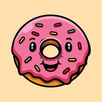 cute cartoon character of donut doughnut with sprinkle isolated colored drawing line art style sketch classic vintage design illustration vector