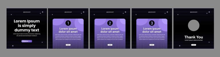 carousel template for social media posts in dark theme vector