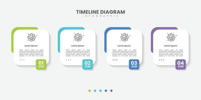 Business infographic template design. 4 options or steps timeline infographic design. Can be used for process diagram, presentations, workflow layout, flow chart, steps, banner. vector