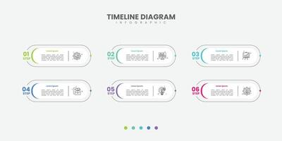 Presentation business infographic template 6 step with outline style. vector