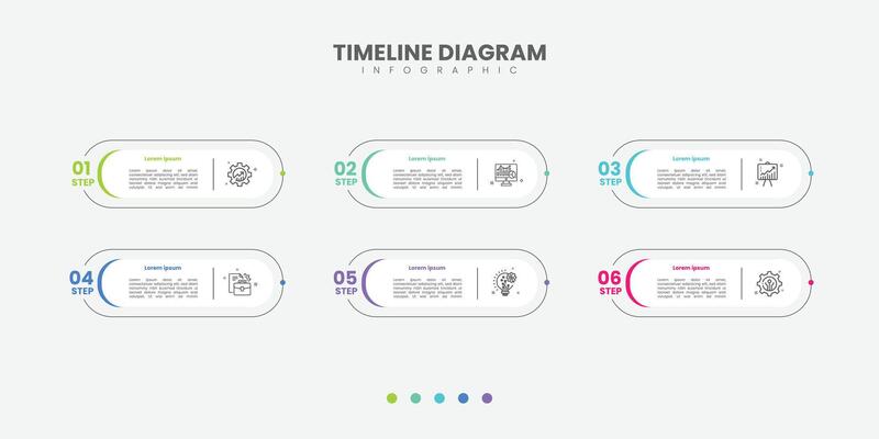 Presentation business infographic template 6 step with outline style.