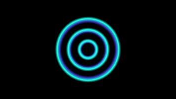 Glowing blue and cyan concentric rings radiate outward on a black background, creating a mesmerizing neon ripple effect. video