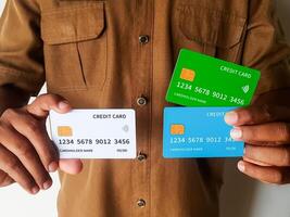 Civil Servant Holding Multiple Credit Cards for Financial Management photo